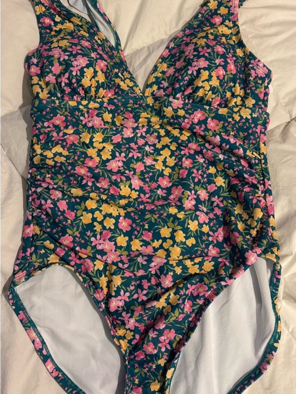 Swimsuit NEW Size M Kona Sol Floral One Piece Ruched Vintage Cottagecore Vibe